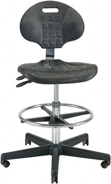 Bevco - 21 to 31" High Adjustable Height Swivel Stool - 27" Wide x 27" Deep, Polyurethane Seat, Black - Exact Tooling