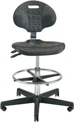 Bevco - 21 to 31" High Adjustable Height Swivel Stool - 27" Wide x 27" Deep, Polyurethane Seat, Black - Exact Tooling