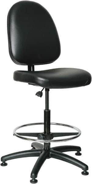 Bevco - 24 to 34" High Adjustable Height Swivel Stool - 27" Wide x 27" Deep, Vinyl Seat, Black - Exact Tooling