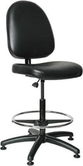 Bevco - 24 to 34" High Adjustable Height Swivel Stool - 27" Wide x 27" Deep, Vinyl Seat, Black - Exact Tooling