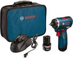 Bosch - 12 Volt 3/8" Chuck Pistol Grip Handle Cordless Drill - 0-400 & 0-1400 RPM, Reversible, 2 Lithium-Ion Batteries Included - Exact Tooling