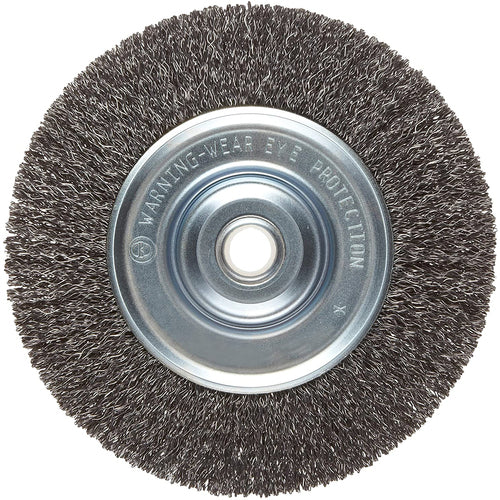 ‎Vortec Pro 6″ Medium Face Crimped Wire Wheel, .014″ Steel Fill, 5/8″-1/2″ Arbor Hole, Retail Pack - Exact Tooling