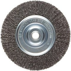 ‎Vortec Pro 6″ Medium Face Crimped Wire Wheel, .014″ Steel Fill, 5/8″-1/2″ Arbor Hole, Retail Pack - Exact Tooling