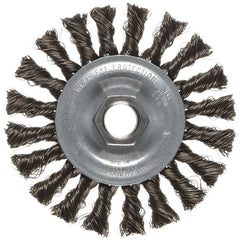 Vortec Pro 4″ Knot Wire Wheel, Standard Twist, .014″ Steel Fill, M14 × 2.0 Nut, Retail Pack - Exact Tooling
