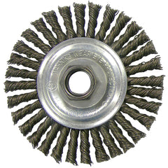 ‎Vortec Pro 4″ Knot Wire Wheel, Standard Twist, .014″, 1/2″-3/8″ Arbor Hole, Retail Pack - Exact Tooling