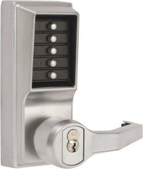 Kaba Access - Combination Entry Lever Lockset with Key Override - 2-3/4" Back Set, No Cylinder, Zamak3, Satin Chrome Finish - Exact Tooling