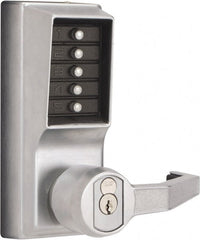 Kaba Access - Combination Entry Lever Lockset with Key Override - 2-3/4" Back Set, No Cylinder, Zamak3, Satin Chrome Finish - Exact Tooling