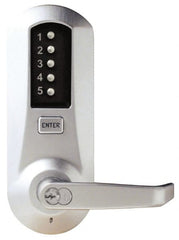 Kaba Access - Combination Entry Lever Lockset with Key Override - 2-3/4" Back Set, No Cylinder, Zamak3, Satin Chrome Finish - Exact Tooling