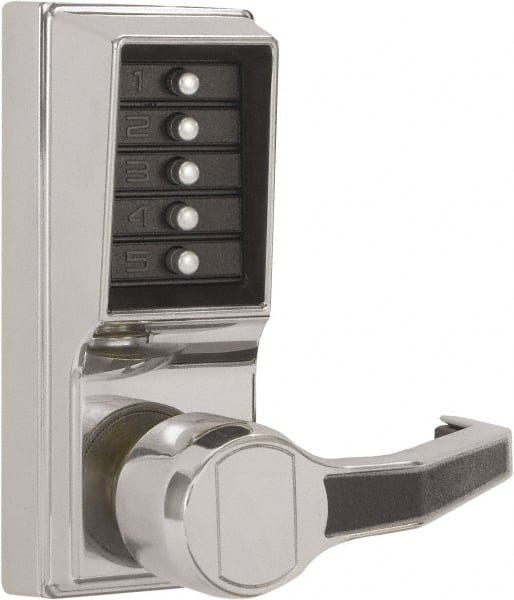 Kaba Access - Combination Entry Lever Lockset - 2-3/4" Back Set, No Cylinder, Zamak3, Satin Chrome Finish - Exact Tooling