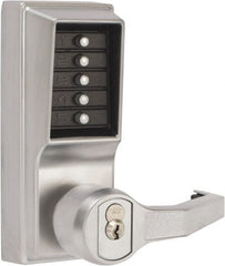 Kaba Access - Combination Entry Lever Lockset with Key Override - 2-3/4" Back Set, Nonkey Override Cylinder, Zamak3, Satin Chrome Finish - Exact Tooling