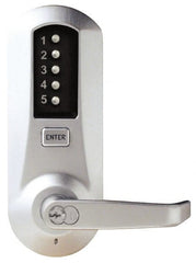 Kaba Access - Combination Entry Lever Lockset with Key Override - 2-3/4" Back Set, No Cylinder, Zamak3, Satin Chrome Finish - Exact Tooling