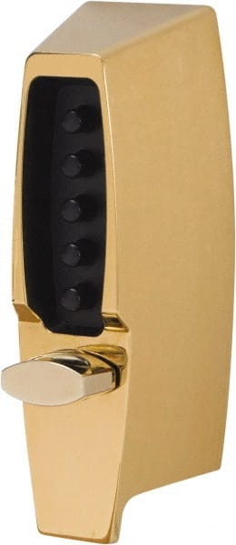 Kaba Access - 1-3/8 to 2-1/4" Door Thickness, Bright Brass Finish, Push Button Deadbolt - Nonhanded Handling, Combination Override, Keyless Cylinder - Exact Tooling