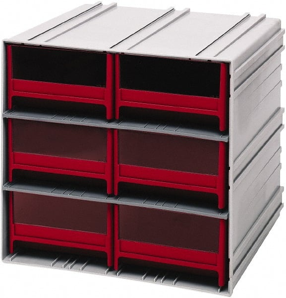 Quantum Storage - 6 Drawer, 6 Compartment, Small Parts Drawer Cabinet System - 11-3/8" Deep x 11-3/4" Wide x 11" High - Exact Tooling