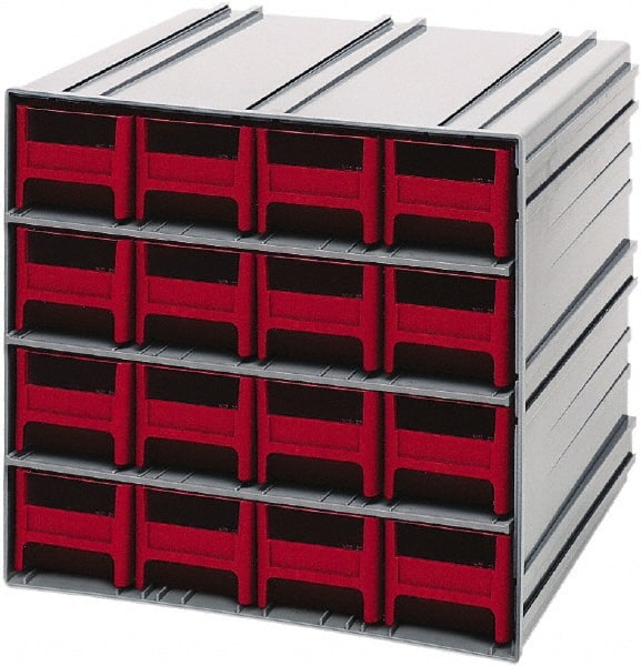 Quantum Storage - 16 Drawer, 16 Compartment, Small Parts Drawer Cabinet System - 11-3/8" Deep x 11-3/4" Wide x 11" High - Exact Tooling