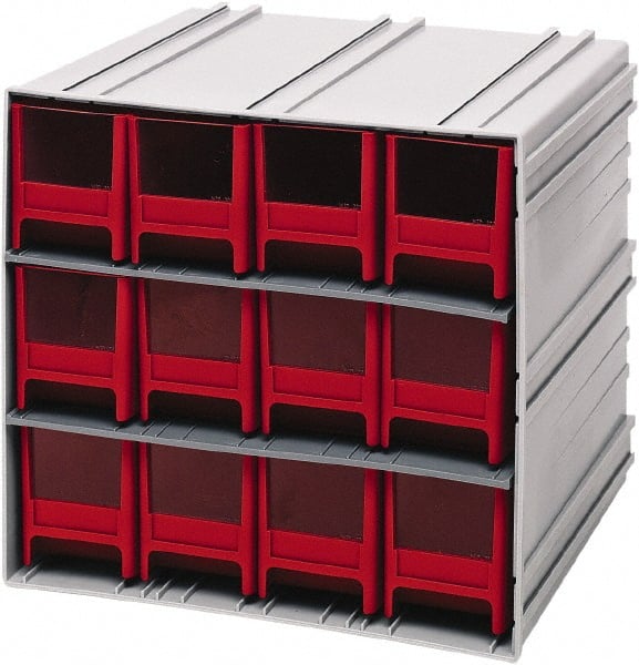 Quantum Storage - 12 Drawer, 12 Compartment, Small Parts Drawer Cabinet System - 11-3/8" Deep x 11-3/4" Wide x 11" High - Exact Tooling