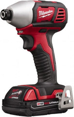 Milwaukee Tool - 18 Volt, 1/4" Drive, 125 Ft/Lb Torque, Cordless Impact Driver - Pistol Grip Handle, 2750 RPM, 2 Lithium-Ion Batteries Included - Exact Tooling