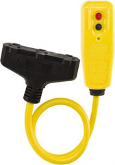 Tower - 3 Outlets, 125 Volt, 15 Amp, Yellow, GFCI Plug and Triple Tap - 5-15P, 5-15R NEMA Configuration, 2 Ft. Long, cUL, UL File E174279 - Exact Tooling