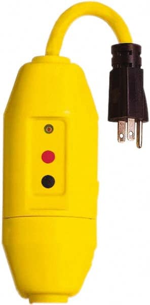 Tower - 1 Outlet, 125 Volt, 15 Amp, Yellow, Load Side User Attachable Inline GFCI - 1-15P NEMA Configuration, cUL, UL File E174279 - Exact Tooling