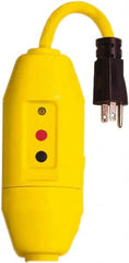 Tower - 1 Outlet, 125 Volt, 15 Amp, Yellow, Load Side User Attachable Inline GFCI - 1-15P NEMA Configuration, cUL, UL File E174279 - Exact Tooling