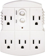 Tower - 5 Outlets, 125 Volt, 15 Amp, White, GFCI 5b Outlet Adapter - 5-15P, 5-15R NEMA Configuration, cUL, UL File E174279 - Exact Tooling