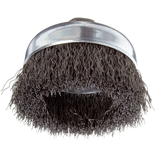 ‎Vortec Pro 3″ Crimped Wire Cup Brush, .014″ Steel Fill, 5/8″-11 UNC Nut, Retail Pack - Exact Tooling