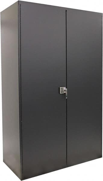 Valley Craft - 3 Shelf Security Storage Cabinet - Steel, 48" Wide x 24" Deep x 72" High, Gray - Exact Tooling