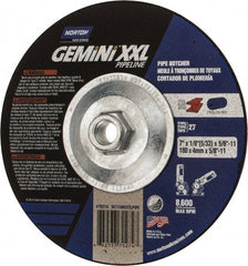 Norton - 7" Diam x 1/8" Thick x 5/8-11 Threaded Arbor, Type 27 Depressed Center Wheel - Exact Tooling