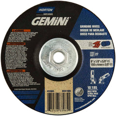 Norton - 6" Diam x 1/8" Thick x 5/8-11 Threaded Arbor, Type 27 Depressed Center Wheel - Exact Tooling