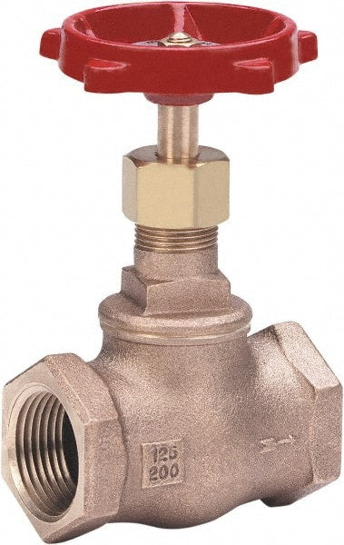 Milwaukee Valve - 3/4" Pipe, Threaded (NPT) Ends, Bronze Integral Globe Valve - Bronze Disc, Threaded Bonnet, 200 psi WOG, 125 psi WSP, Class 125 - Exact Tooling