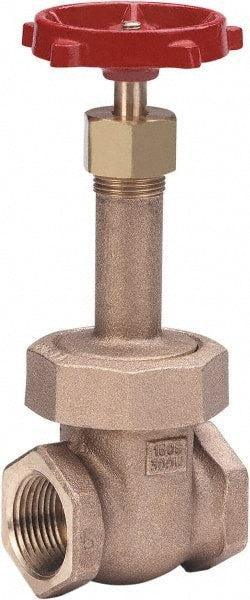 Milwaukee Valve - 1-1/4" Pipe, Class 150, Threaded (NPT) Bronze Solid Wedge Gate Valve - 300 WOG, 150 WSP, Union Bonnet, For Use with Water, Oil & Gas - Exact Tooling