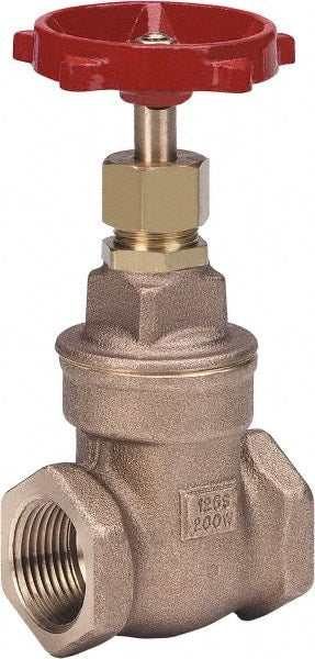 Milwaukee Valve - 2" Pipe, Class 125, Threaded (NPT) Bronze Solid Wedge Stem Gate Valve - 200 WOG, 125 WSP, Threaded Bonnet, For Use with Water, Oil & Gas - Exact Tooling