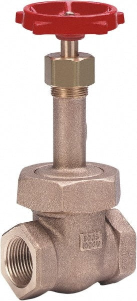 Milwaukee Valve - 1-1/2" Pipe, Class 300, Threaded (NPT) Bronze Solid Wedge Gate Valve - 1,000 WOG, 300 WSP, Union Bonnet, For Use with Water, Oil & Gas - Exact Tooling