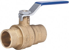 Milwaukee Valve - 3/4" Pipe, Full Port, Brass Full Port Ball Valve - 2 Piece, Solder Ends, Lever Handle, 600 WOG, 150 WSP - Exact Tooling