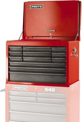 Proto - 12 Drawer Top Tool Chest - 27" Wide x 18" Deep x 19" High, Steel, Safety Red/Gray - Exact Tooling