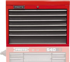Proto - 6 Drawer Top Tool Chest - 27" Wide x 18" Deep x 19" High, Steel, Safety Red/Gray - Exact Tooling