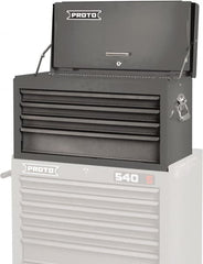 Proto - 4 Drawer Top Tool Chest - 27" Wide x 12" Deep x 15" High, Steel, Gray - Exact Tooling