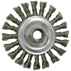 ‎Vortec Pro 4″ Knot Wire Wheel, Cable Twist, .020″ Steel Fill, 5/8″-11 UNC Nut, Retail Pack - Exact Tooling