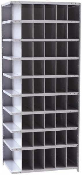 Hallowell - 54 Bin Closed Industrial Bin Shelving - 36 Inch Overall Width x 24 Inch Overall Depth x 87 Inch Overall Height, Gray Metal Bins - Exact Tooling