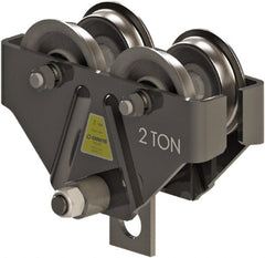 CIGNYS - 2 Ton Capacity Plain Adjustable Trolley - 3-1/2" to 6" Flange Width, 4-7/8" Wheel Diam, 6" to 18" I-Beam, 48" Min Radius - Exact Tooling