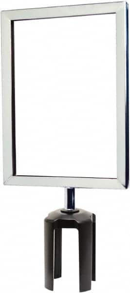 Tensator - 11-1/2" High x 11-1/2" Long x 7-1/2" Wide Barrier Sign Frame - Powder Coated Steel, Polished Chrome Finish, Polished Chrome, Use with Tensabarrier - Exact Tooling