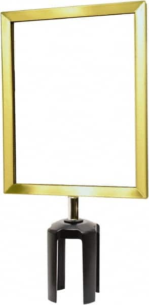 Tensator - 11-1/2" High x 11-1/2" Long x 9" Wide Barrier Sign Frame - Powder Coated Steel, Satin Brass Finish, Satin Brass, Use with Tensabarrier - Exact Tooling