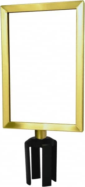 Tensator - 11-1/2" High x 11-1/2" Long x 7-1/2" Wide Barrier Sign Frame - Powder Coated Steel, Satin Brass Finish, Satin Brass, Use with Tensabarrier - Exact Tooling