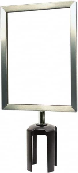 Tensator - 11-1/2" High x 11-1/2" Long x 7-1/2" Wide Barrier Sign Frame - Powder Coated Steel, Satin Chrome Finish, Satin Chrome, Use with Tensabarrier - Exact Tooling