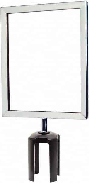 Tensator - 11-1/2" High x 11-1/2" Long x 9" Wide Barrier Sign Frame - Powder Coated Steel, Polished Chrome Finish, Polished Chrome, Use with Tensabarrier - Exact Tooling