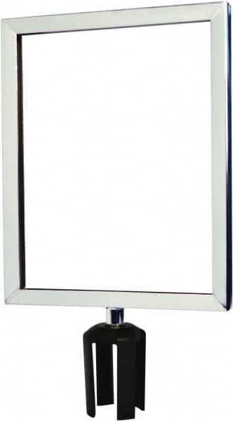 Tensator - 14-1/2" High x 14-1/2" Long x 11-1/2" Wide Barrier Sign Frame - Powder Coated Steel, Polished Chrome Finish, Polished Chrome, Use with Tensabarrier - Exact Tooling