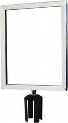 Tensator - 14-1/2" High x 14-1/2" Long x 11-1/2" Wide Barrier Sign Frame - Powder Coated Steel, Polished Chrome Finish, Polished Chrome, Use with Tensabarrier - Exact Tooling