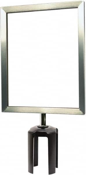 Tensator - 11-1/2" High x 11-1/2" Long x 9" Wide Barrier Sign Frame - Powder Coated Steel, Satin Chrome Finish, Satin Chrome, Use with Tensabarrier - Exact Tooling