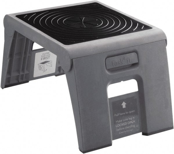 Cramer - 11" High, Slate Folding Step Stool - High Density Plastic, 250 Lb Capacity, Type I Industry Rating - Exact Tooling