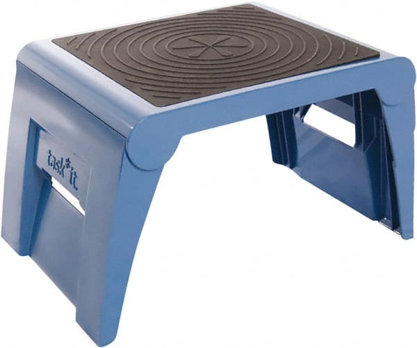 Cramer - 11" High, Navy Folding Step Stool - High Density Plastic, 250 Lb Capacity, Type I Industry Rating - Exact Tooling