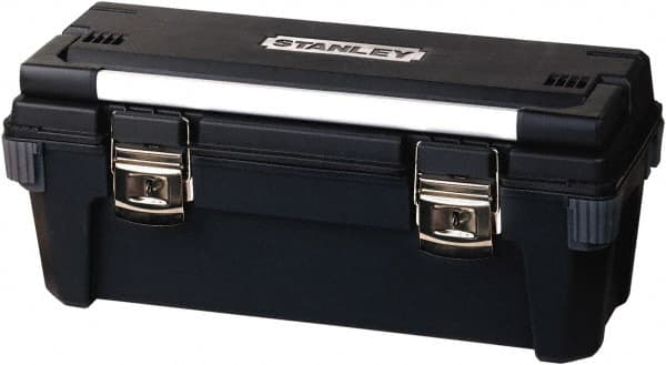 Stanley - Tool Box - 25-1/2" Wide x 10-1/16" Deep x 10-5/8" High, Plastic/Rubber/Aluminum, Black - Exact Tooling